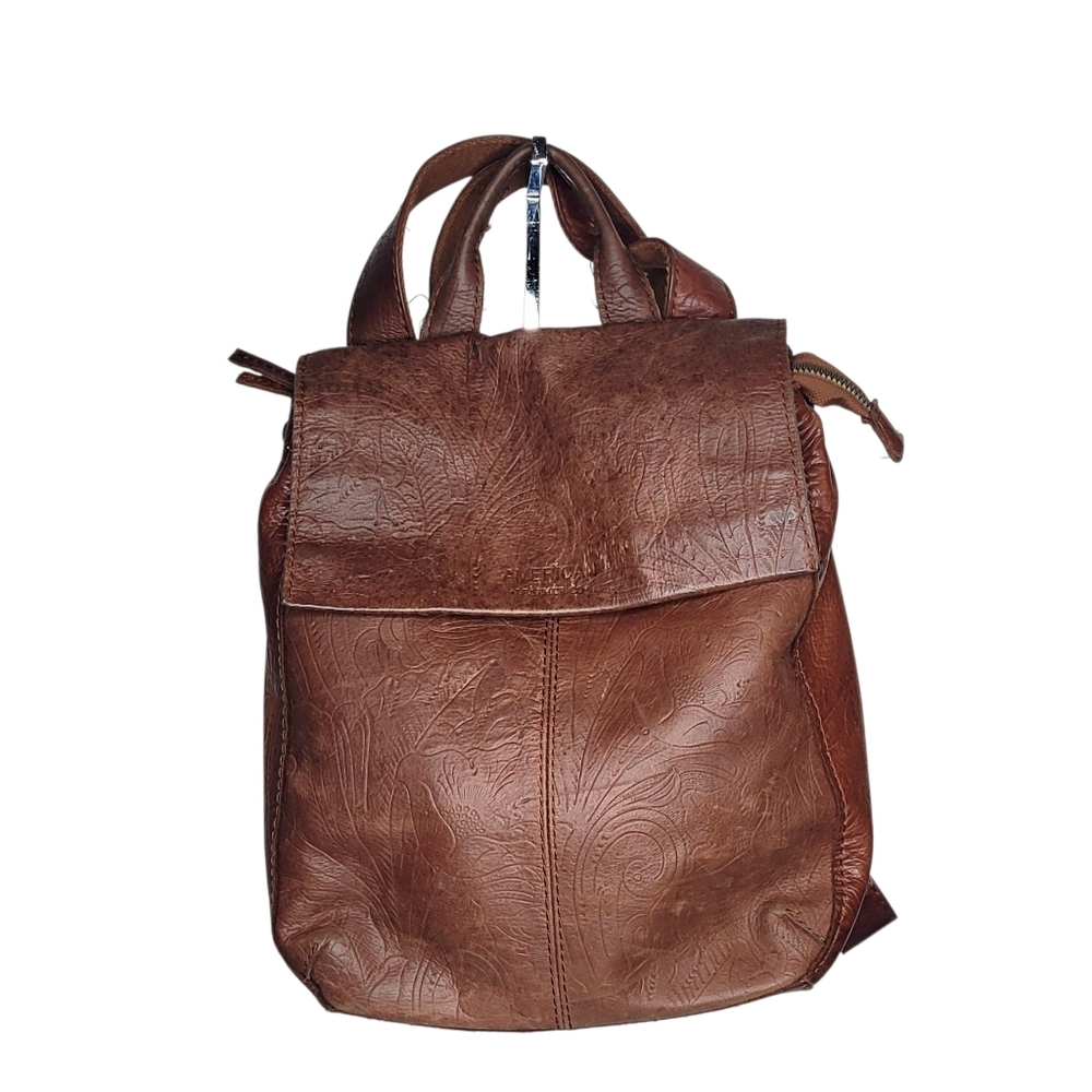 American Leather Brown Leather Embossed Women's Backpack